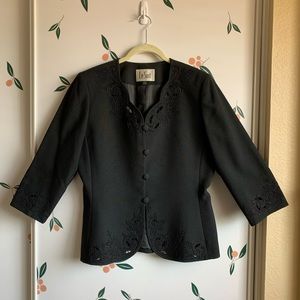 Le Suit Professional Beaded 3/4 Sleeve Blazer Office Professional Wear Cocktail